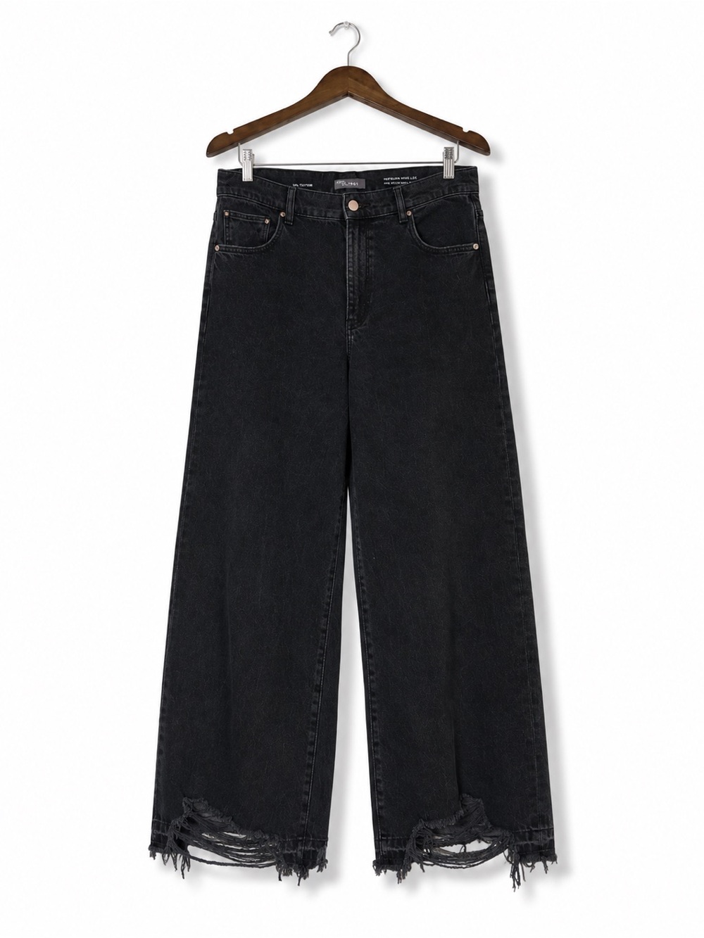 DL1961 Hepburn Wide Leg High Rise Vintage Black Jeans 32 100% Cotton
